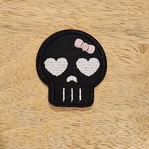 *5 for $20* Cute Skull Patch - Black and Pink